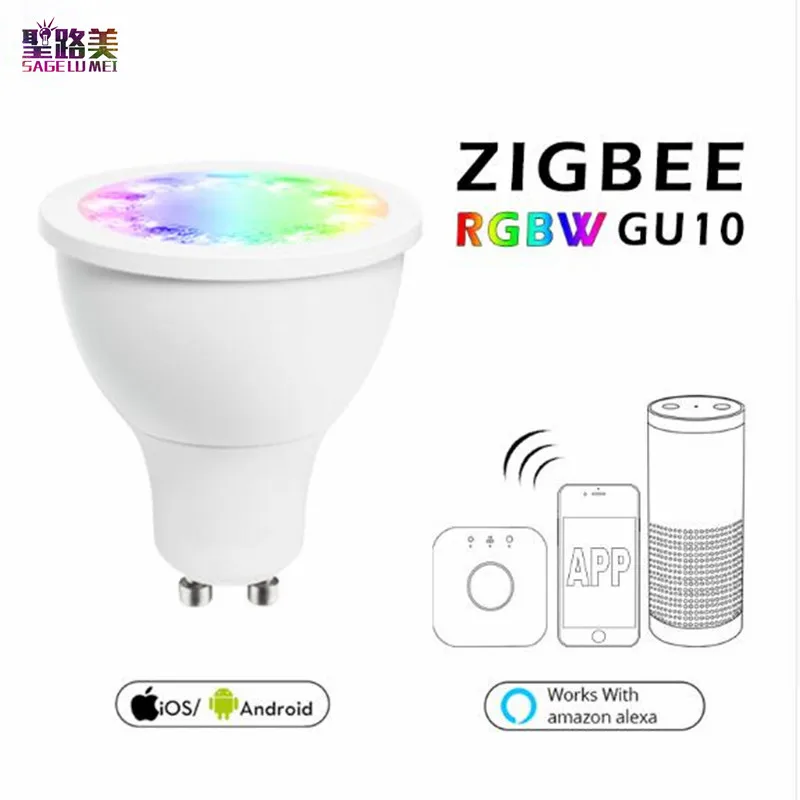 RGB теплый белый точечный светильник GU10 Точечный zigbee zll 5 Вт AC100 240V светодиодный