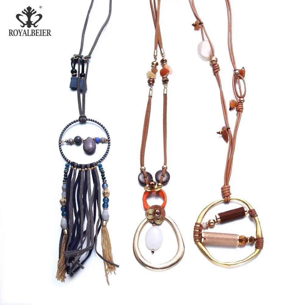 RoyalBeier Bohemian Tassel Pendant Necklaces Charm Leather Rope Sweater Necklace Jewelry For Women Collier
RoyalBeier Bohemian Tassel Pendant Necklaces Charm Leather Rope Sweater Necklace Jewelry For Women Collier
