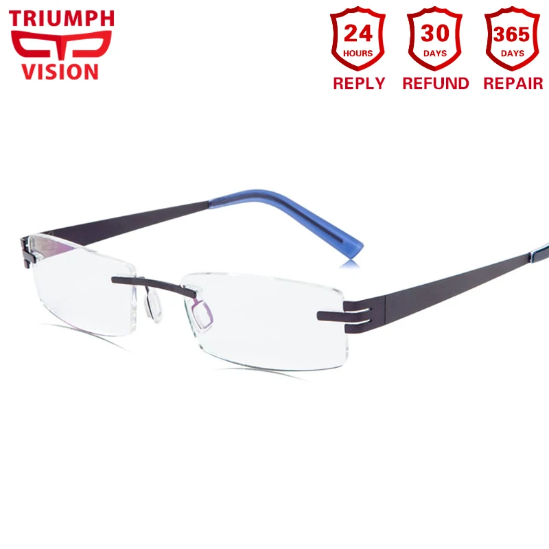 

TRIUMPH VISION Rimless Titanium Frame Ultralight Myopia Eyeglasses Prescription Glasses Men Clear Reading Spectacles for Sight