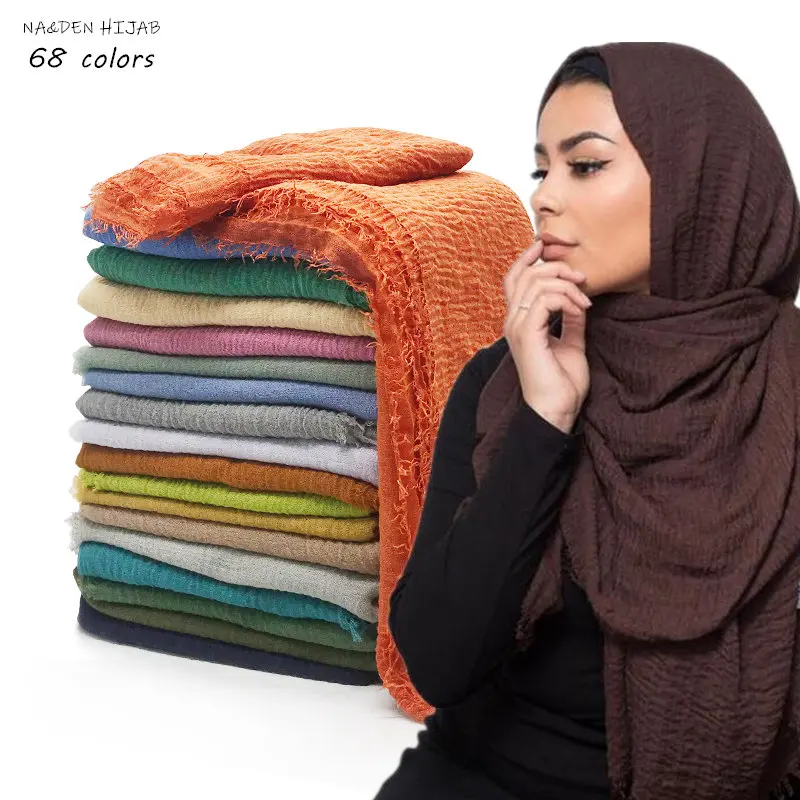 Обычная пульсации хиджаб шарф для женщин из жатой ткани шарфы и