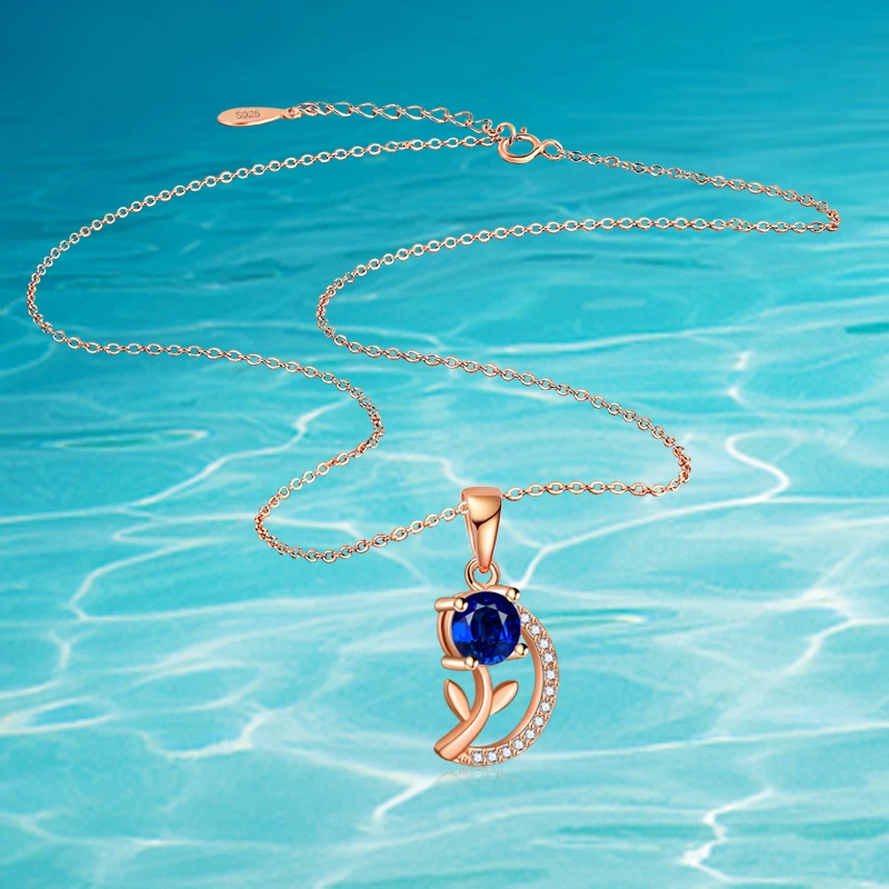 Romantic Blue Zircon Rose Necklace & Moon Pendant For Women Gift Sterling silver/Gold Color Wholesale Trendy Charm Jewelry Hot
Romantic Blue Zircon Rose Necklace & Moon Pendant For Women Gift Sterling silver/Gold Color Wholesale Trendy Charm Jewelry Hot