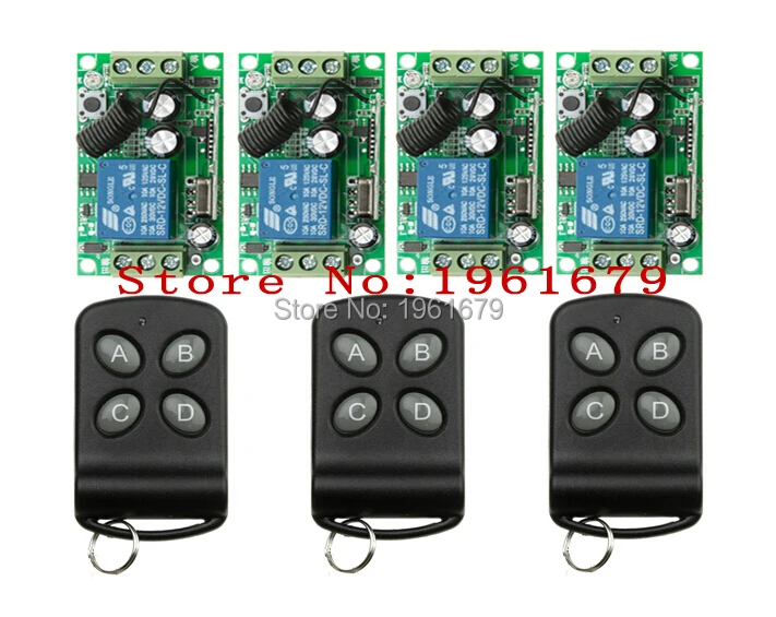 DC 12 V RF wireless remote control switch 1 channel Intelligent home system 200M 3 transmitter + 4 receiver
DC 12 V RF wireless remote control switch 1 channel Intelligent home system 200M 3 transmitter + 4 receiver