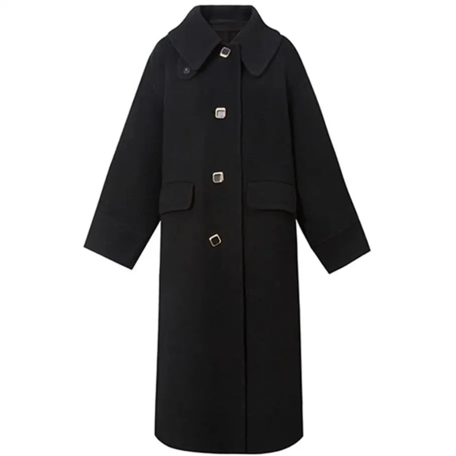 Autumn winter new fashion thick woolen coat stand collar women long square buckle loose wool blends coat
Autumn winter new fashion thick woolen coat stand collar women long square buckle loose wool blends coat