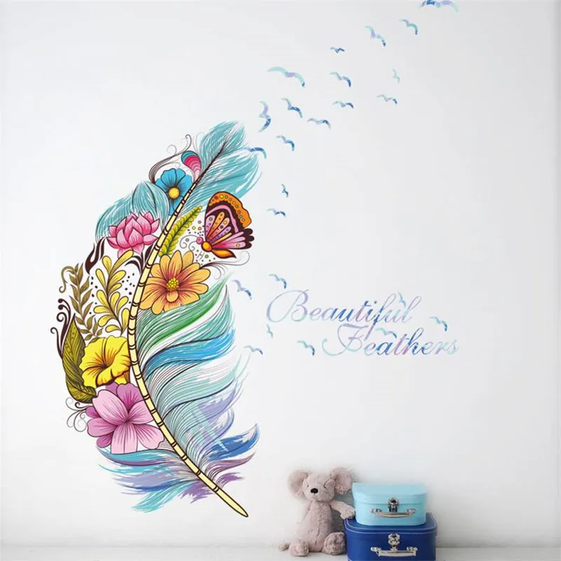 1PCS Color Feather Butterfly Flower Wall Stickers For Living Room DIY PVC Room Decals Mural Home Decoration 45*60CM
1PCS Color Feather Butterfly Flower Wall Stickers For Living Room DIY PVC Room Decals Mural Home Decoration 45*60CM