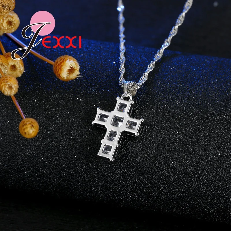 Hot Punk Style Fashion Cross Shape Cubic Zirconia Silver Pendant Necklace Dangle Earrings Jewelry Sets For Woman
Hot Punk Style Fashion Cross Shape Cubic Zirconia Silver Pendant Necklace Dangle Earrings Jewelry Sets For Woman