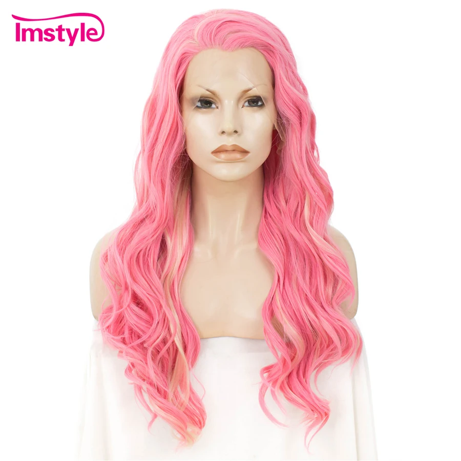 Im Стиль розовый парик синтетические Синтетические волосы на кружеве для Для