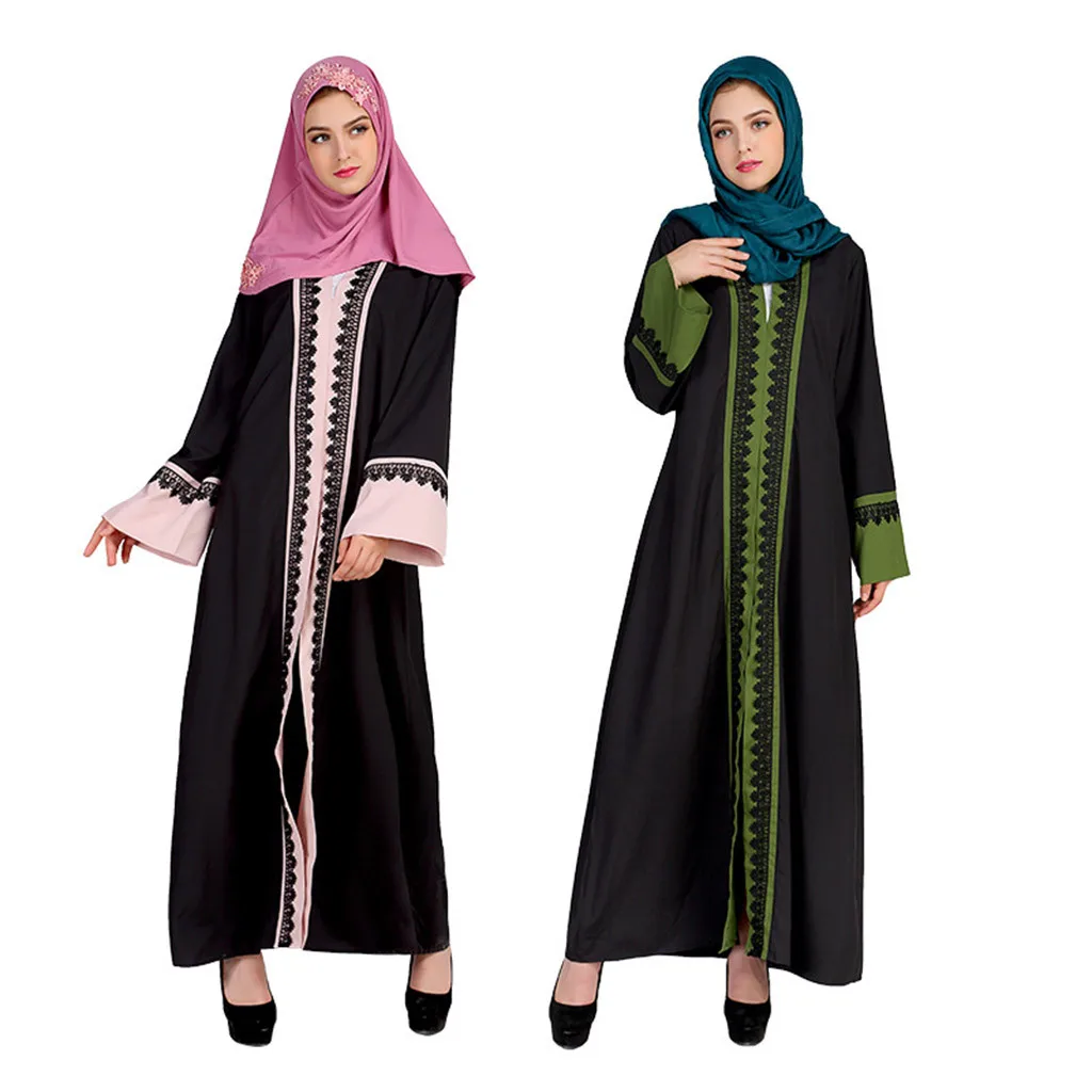 2019 Abaya Dubai Muslim Dress Women Arabic Lady Large Size Stitching Trumpet Sleeve Dress muslim dress clothes Islamic Clothing
2019 Abaya Dubai Muslim Dress Women Arabic Lady Large Size Stitching Trumpet Sleeve Dress muslim dress clothes Islamic Clothing