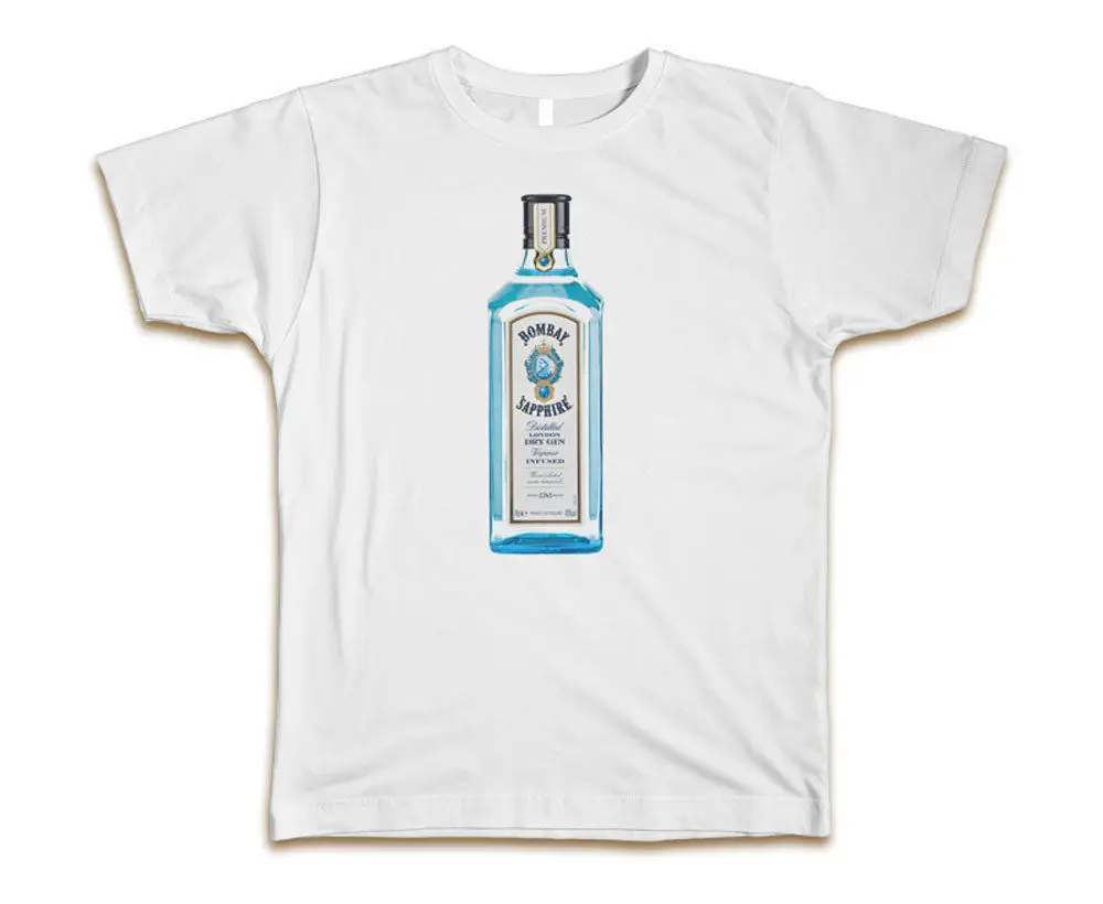 Бомбей сапфир Бутылка Пользовательские Для мужчин s футболка S-3XL новый-Белый