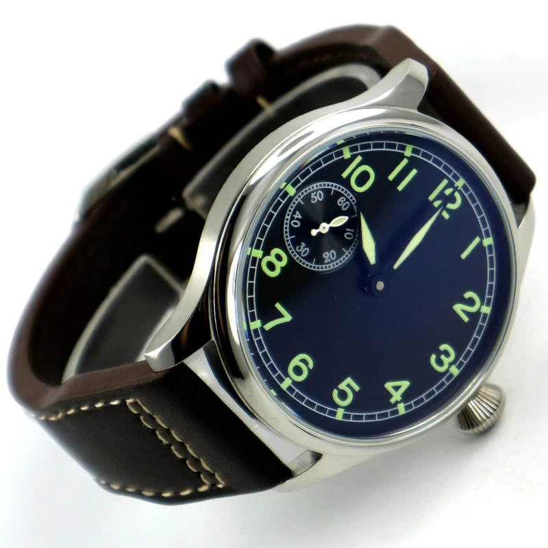 Фото Механические Мужские часы parnis ST 3600 с черным циферблатом 44 мм ручная работа 6497|watch