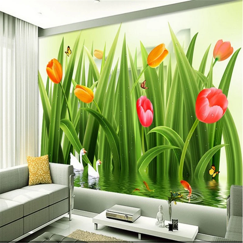 beibehang Wallpapers Water Reflections Stereo Tulips Living Room TV Backdrop papel de parede 3d para sala atacado
beibehang Wallpapers Water Reflections Stereo Tulips Living Room TV Backdrop papel de parede 3d para sala atacado