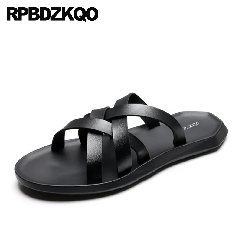 

Waterproof Beach Roman Outdoor White Men Gladiator Sandals Summer Slippers Leather Shoes Black Strap Slides Nice Open Toe Water