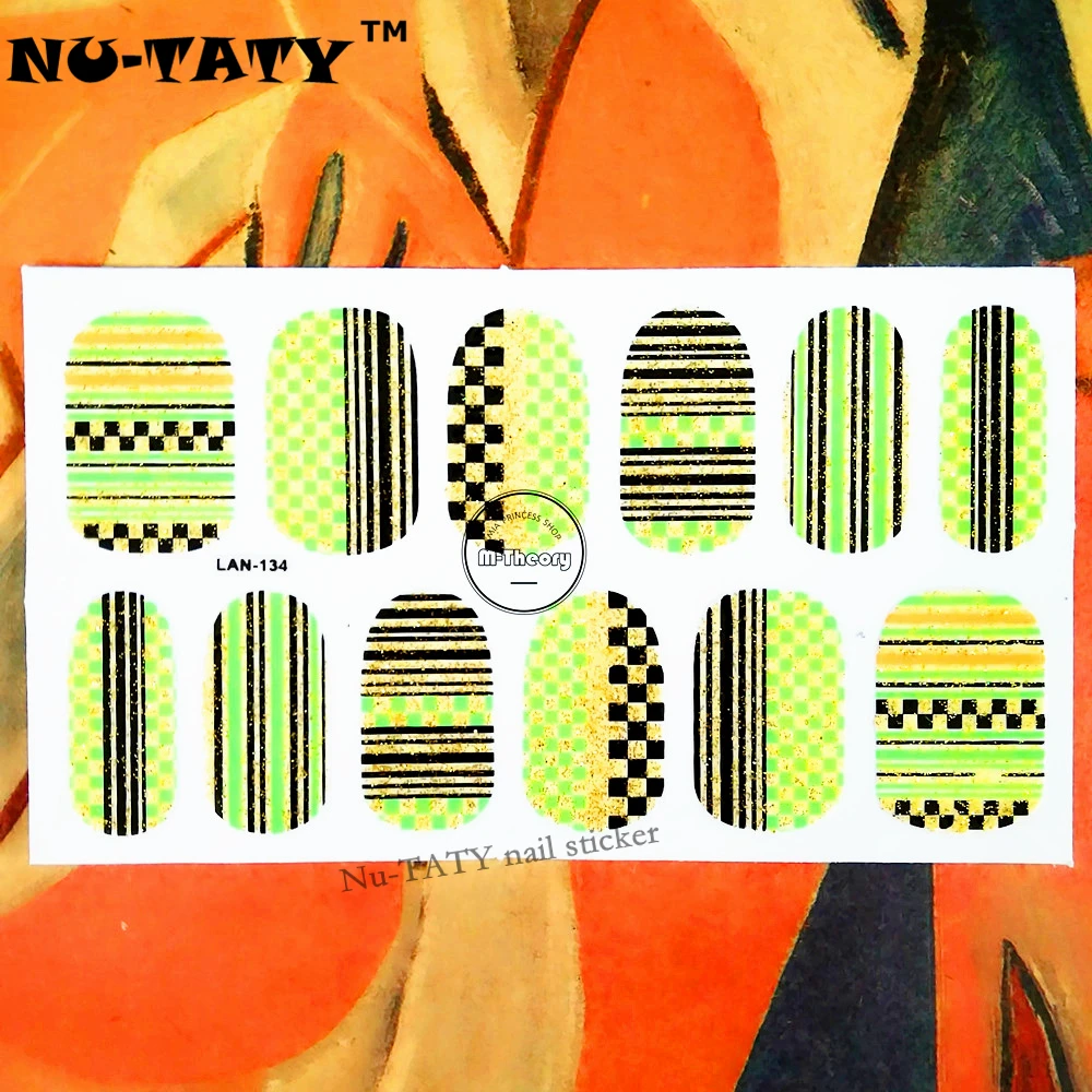 Nu TATY 20 стильных стикеров для ногтей абстрактные бледно блестящие дизайны