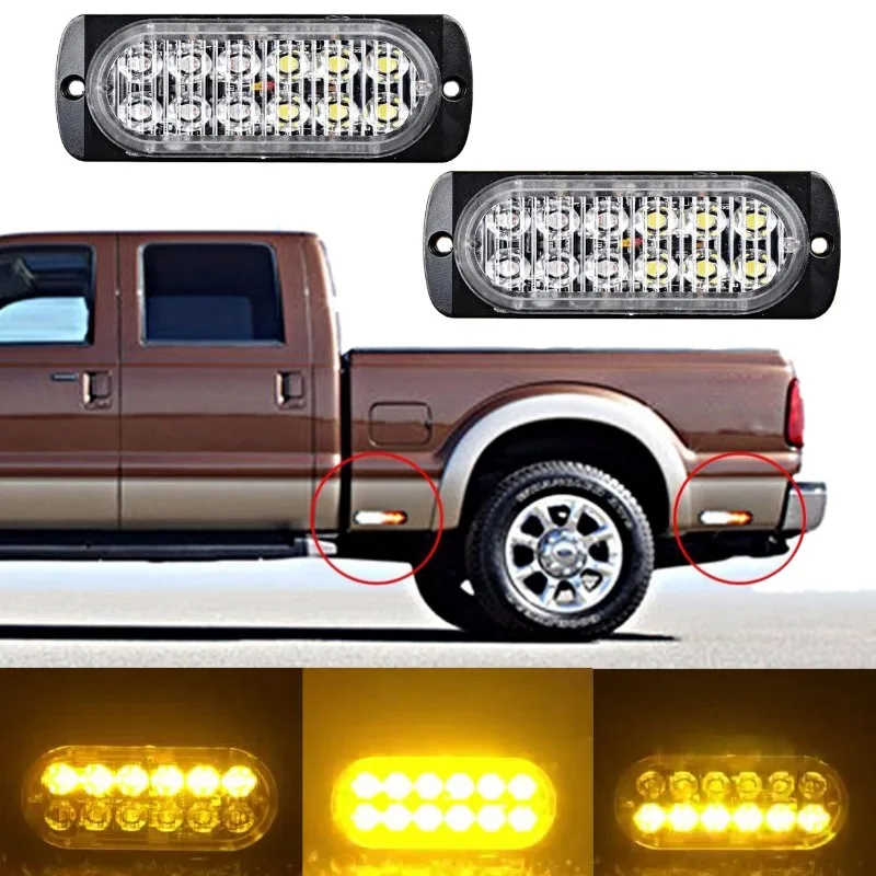 Фото 2x12 светодиодов для автомобиля грузовика желтая противотуманная - купить