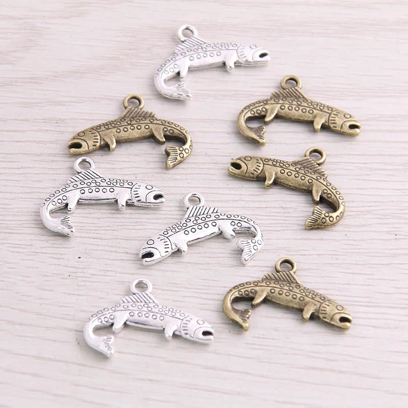 SWEET BELL 10PCS 19*25mm New Product Two Color Double sided Crocodile Charms Animal Pendant Jewelry Metal Alloy Marking | Украшения и