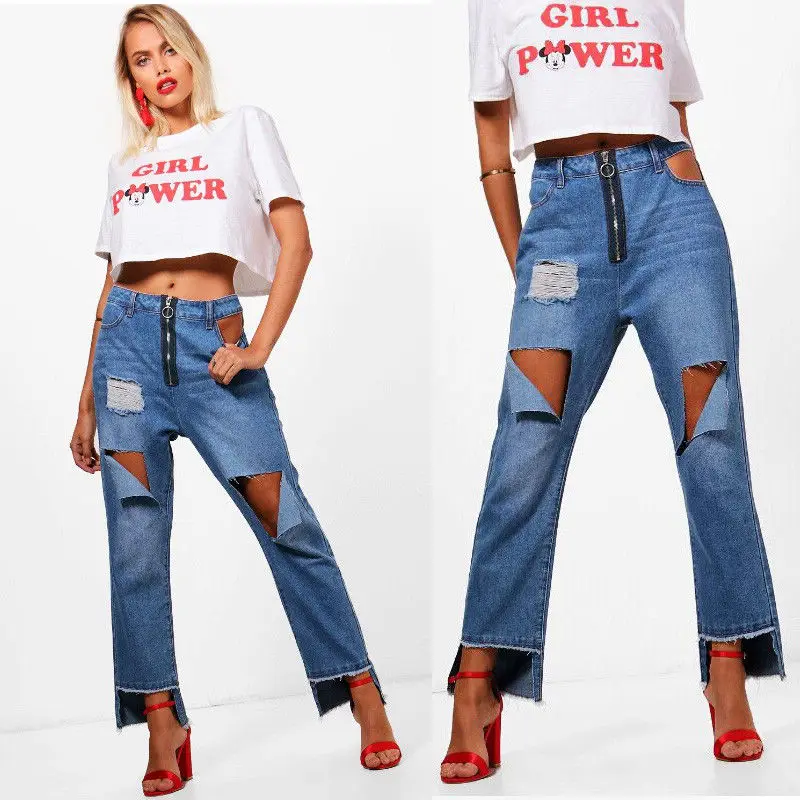 Сексуальные женские джинсы Стрейчевые рваные с высокой талией|sexy jeans woman|jeans womansexy
