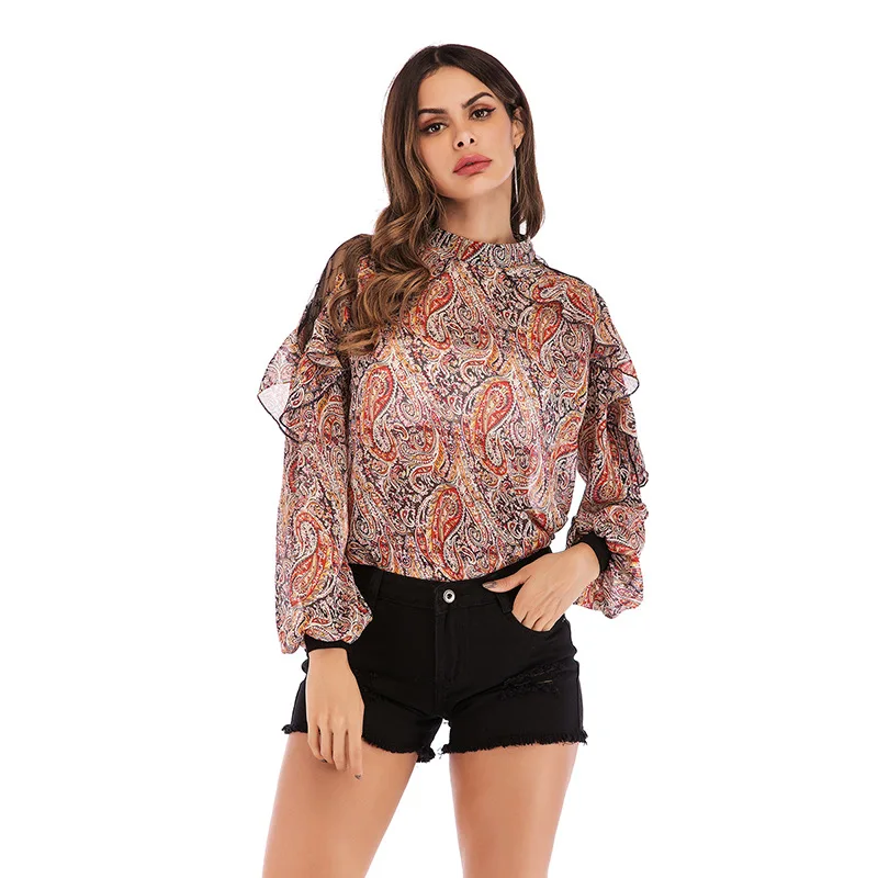 New Womens Clothing Spring And Summer Shirts Europe and American Style Blue Explosion Printing Chiffon Chinese Style Clothes
New Womens Clothing Spring And Summer Shirts Europe and American Style Blue Explosion Printing Chiffon Chinese Style Clothes