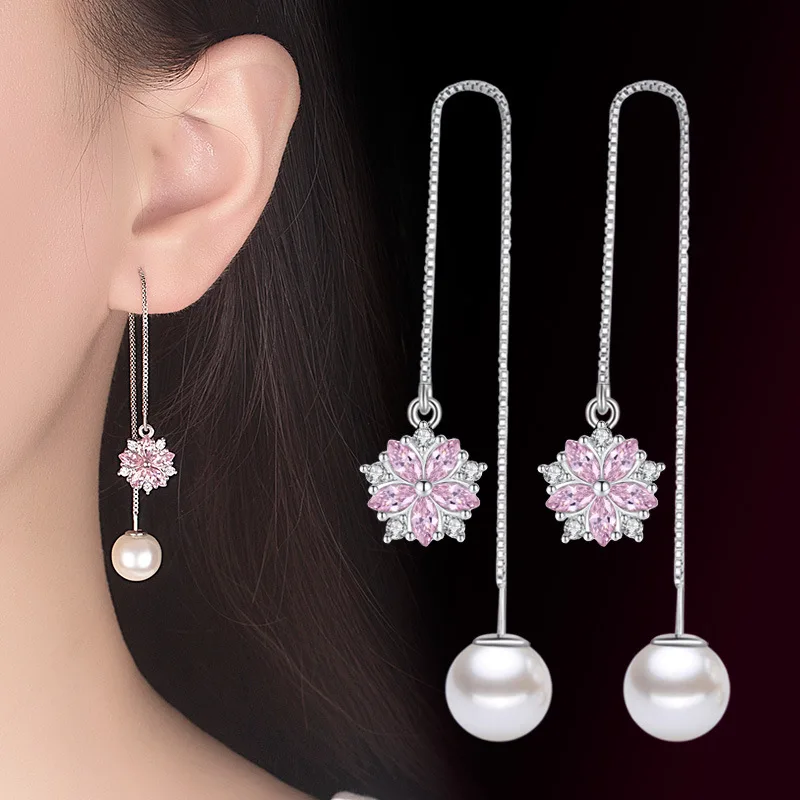 100% 925 sterling silver fashion pearl shiny cz zircon flower ladies`tassels drop earrings jewelry Anti allergy gift
100% 925 sterling silver fashion pearl shiny cz zircon flower ladies`tassels drop earrings jewelry Anti allergy gift