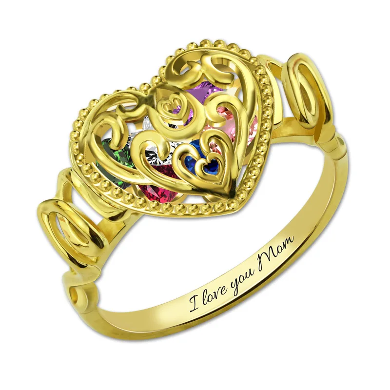 AILIN Customized Engraved MOM Heart Cage Birthstones Ring Gold Color Fashion Women Jewelry
AILIN Customized Engraved MOM Heart Cage Birthstones Ring Gold Color Fashion Women Jewelry