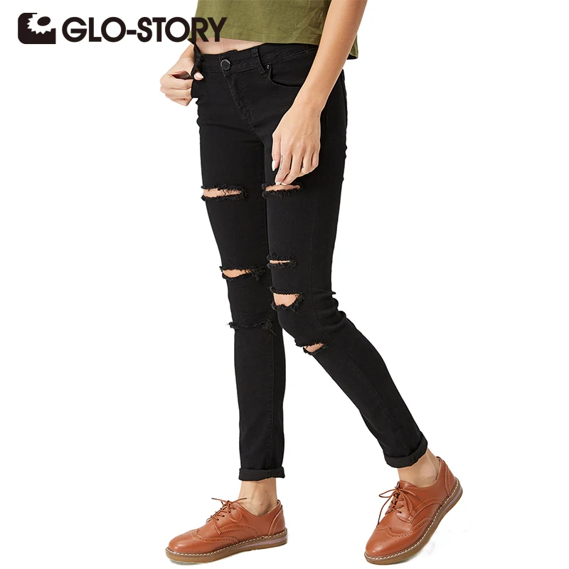 GLO-STORY Women's With High Waist Jeans 2018 New Fashion European Style Feminine Pants Skinny Denim Ripped Torn Jeans WNK-2104
GLO-STORY Women's With High Waist Jeans 2018 New Fashion European Style Feminine Pants Skinny Denim Ripped Torn Jeans WNK-2104