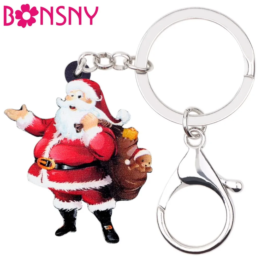 Bonsny Acrylic Christmas Cartoon Santa Claus Gift Bag Key Chain Keychain Pendant Navidad New Year Charms For Women Girls Bijoux
Bonsny Acrylic Christmas Cartoon Santa Claus Gift Bag Key Chain Keychain Pendant Navidad New Year Charms For Women Girls Bijoux