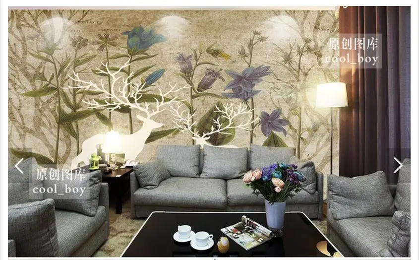 Customized 3d photo wallpaper 3d TV wall wallpaper murals Retro elegant elk forest setting wall flowers living room wallpaper
Customized 3d photo wallpaper 3d TV wall wallpaper murals Retro elegant elk forest setting wall flowers living room wallpaper