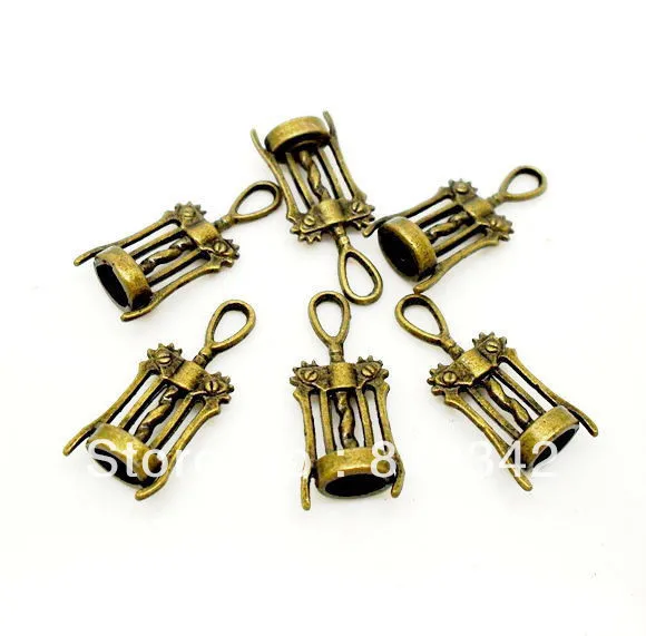 

Free Shipping 30pcs Antique Bronze Tone wine corkscrew opener Charm Pendants 27x11mm Jewelry Findings Wholesales J0170