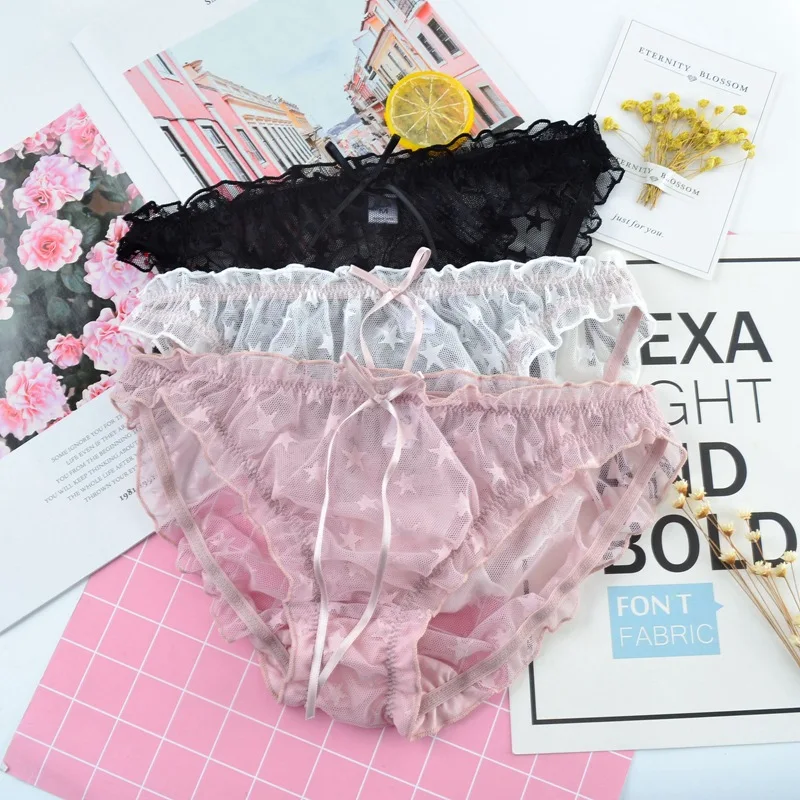 Summer Mesh Breathable Star Print Women Panties Hollow Transparent Sexy Low Waist Bow Female Underwear Ruffle Breifs Lingerie
Summer Mesh Breathable Star Print Women Panties Hollow Transparent Sexy Low Waist Bow Female Underwear Ruffle Breifs Lingerie