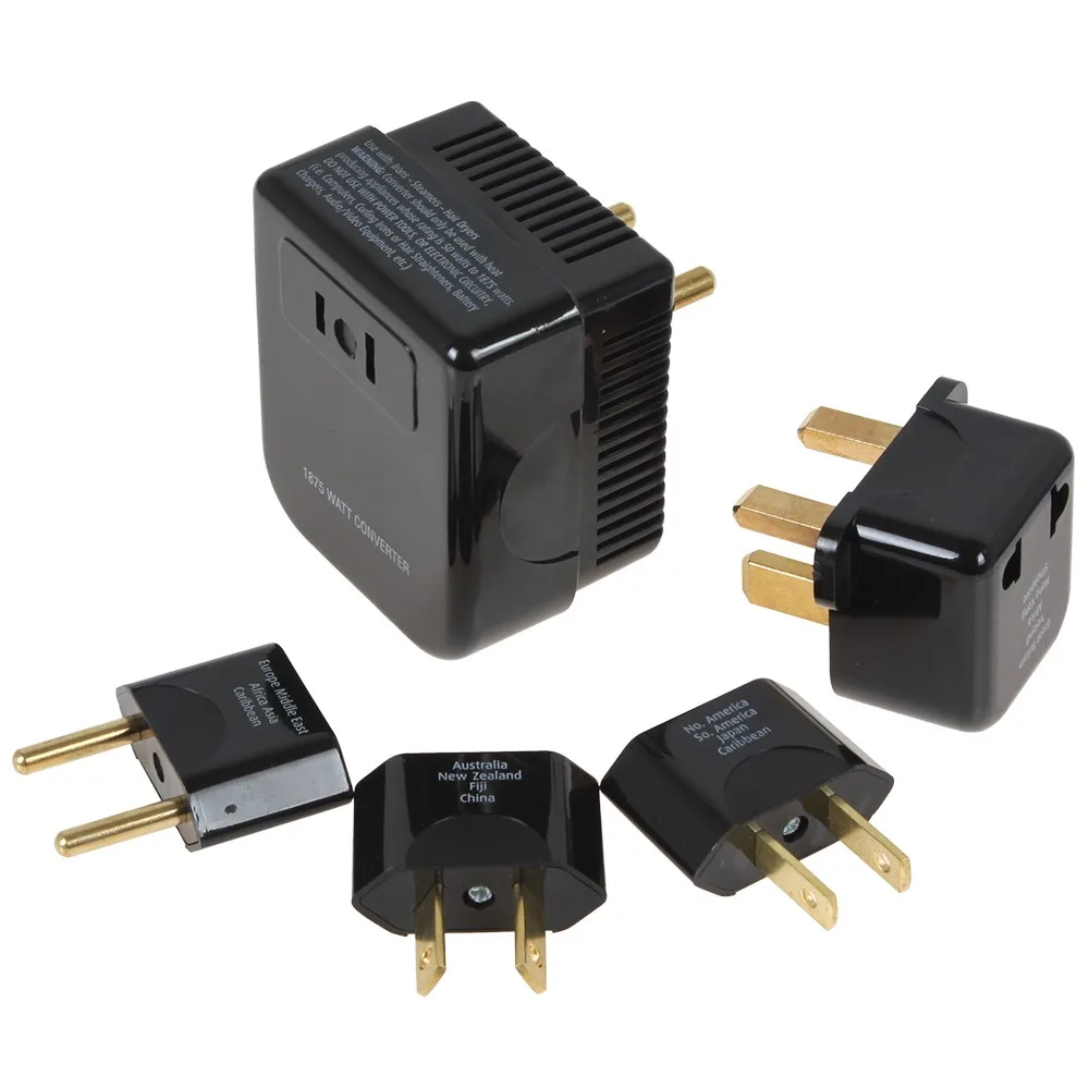 5pcs/lot Black Soshine 4 in 1 US / UK / EU / AU Universal 220/240V to 110/120V Converter and Plug Set Adapter
5pcs/lot Black Soshine 4 in 1 US / UK / EU / AU Universal 220/240V to 110/120V Converter and Plug Set Adapter