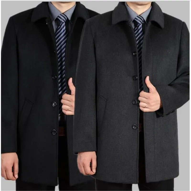 

new arrival men's wool coat medium-long male thickening cashmere larrge outerwear winter trench plus size M L XL 2XL 3XL 4XL