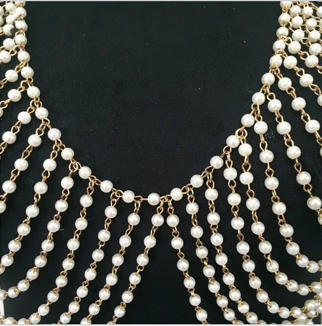 Chran New Fashion Imitation Pearl Beach Chain Necklace Jewelry Alloy Gold Silver Multi layer Chain Bra Necklaces For Women BY349
Chran New Fashion Imitation Pearl Beach Chain Necklace Jewelry Alloy Gold Silver Multi layer Chain Bra Necklaces For Women BY349