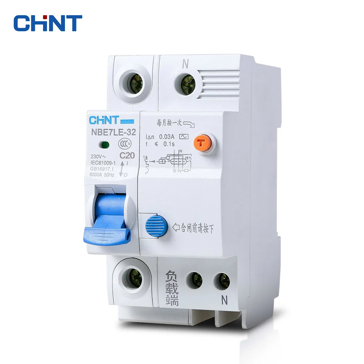 CHINT Leakage Switch Circuit Breaker NBE7LE 1P + N 20A Leakage Circuit Breaker Electric Shock Protector
CHINT Leakage Switch Circuit Breaker NBE7LE 1P + N 20A Leakage Circuit Breaker Electric Shock Protector