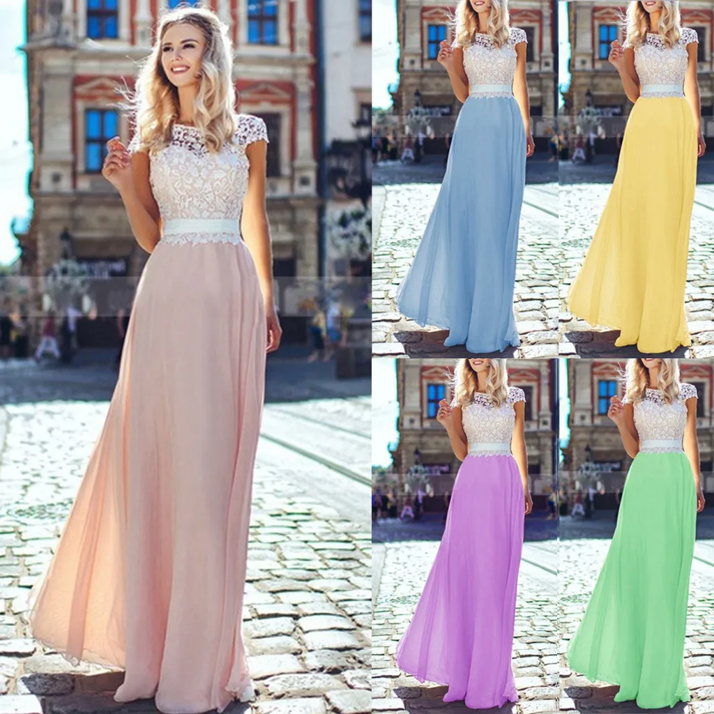 Sexy Women Lace Chiffon Patchwork O-Neck Ankle-Length Bohemian Long Dress Elegant Party Nightclub Sundress Vestido z0525
Sexy Women Lace Chiffon Patchwork O-Neck Ankle-Length Bohemian Long Dress Elegant Party Nightclub Sundress Vestido z0525