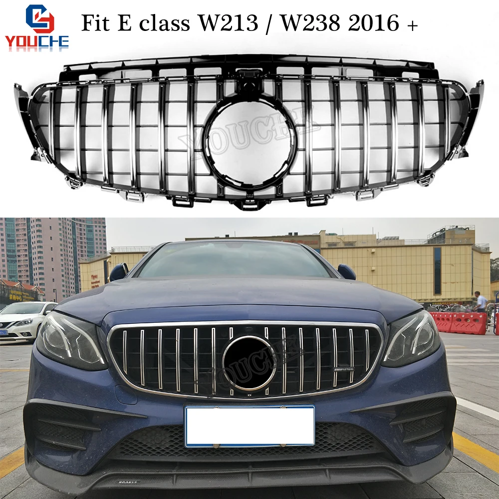 Передний бампер W213 / W238 GT R сменная решетка для Mercedes E Sedan C238 Coupe 2016 + E200 E250 E300