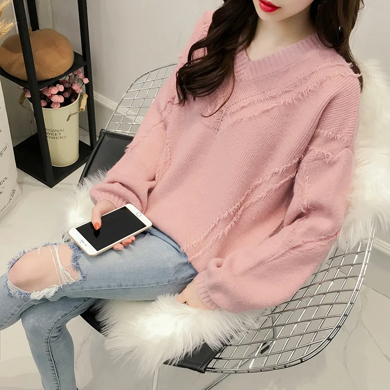 New Pattern Suit-dress Solid Color Flash Tassels Pullover Knitting Rendering Unlined Upper Garment Korean V Lead Sweater Woman
New Pattern Suit-dress Solid Color Flash Tassels Pullover Knitting Rendering Unlined Upper Garment Korean V Lead Sweater Woman