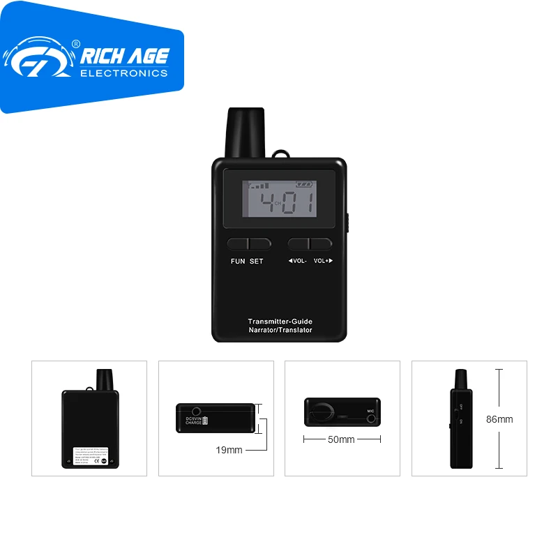 RichiTek Digital Transmitter Tour Guide System Omnidirectional 2 Transmitters+1 Receiver For Tour Groups With Condenser Mic 
RichiTek Digital Transmitter Tour Guide System Omnidirectional 2 Transmitters+1 Receiver For Tour Groups With Condenser Mic