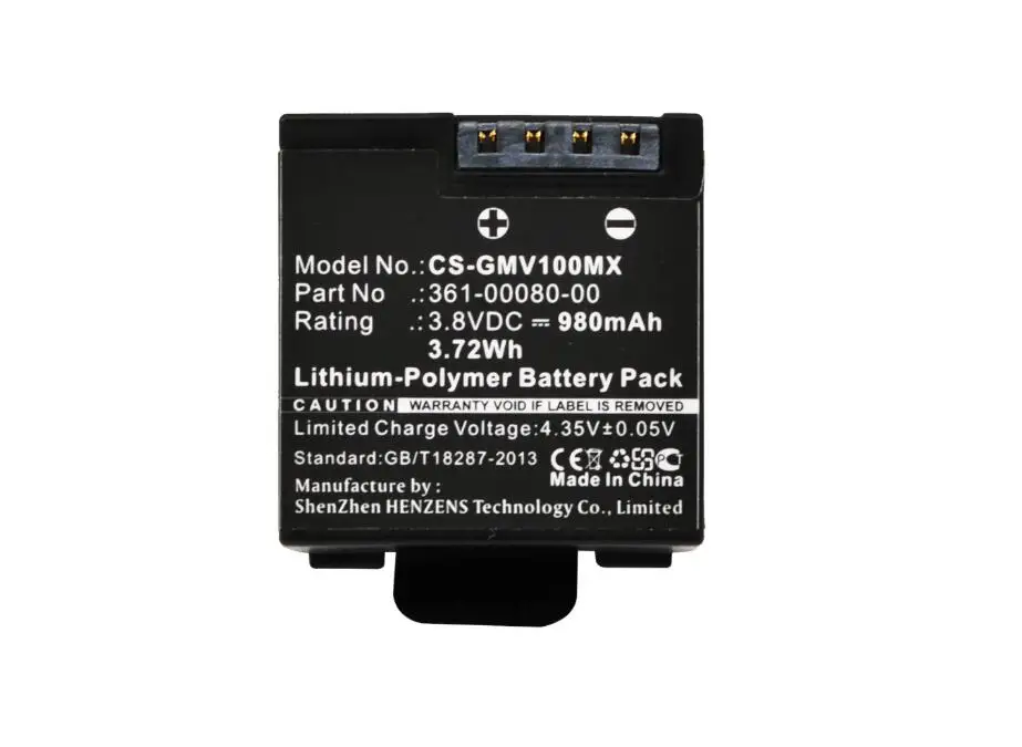 Аккумулятор Cameron Sino 980 мАч для батарей GARMIN Virb X Compact VIRB XE 010-12256-01 361-00080-00 | Мобильные