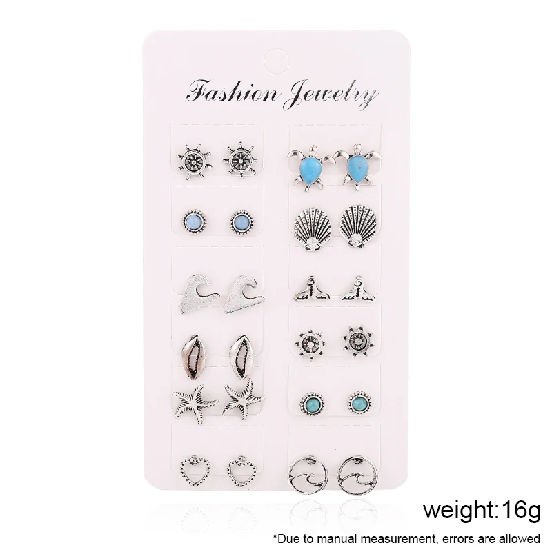 Bohopan Vintage Ladies Stud Earrings Set Shell/Starfish/Turtle Earrings For Women Fashion Beach Vacation Ear Jewelry Accessories
Bohopan Vintage Ladies Stud Earrings Set Shell/Starfish/Turtle Earrings For Women Fashion Beach Vacation Ear Jewelry Accessories