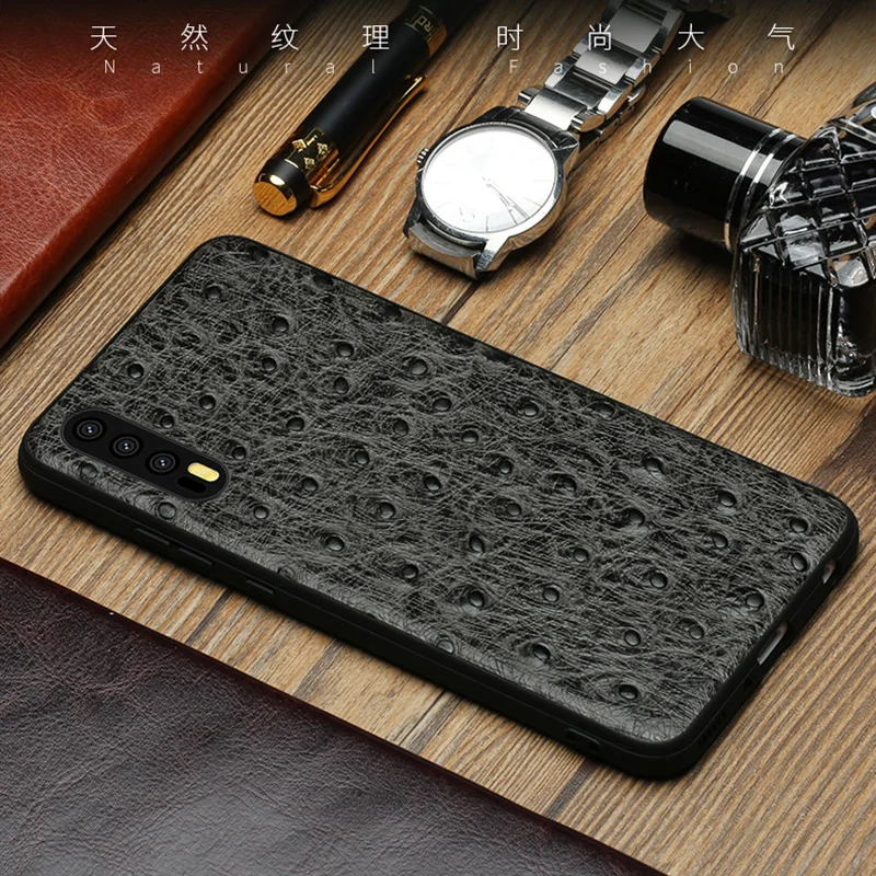 Чехол из натуральной кожи для телефона Huawei P20 Pro чехол с текстурой страуса задняя