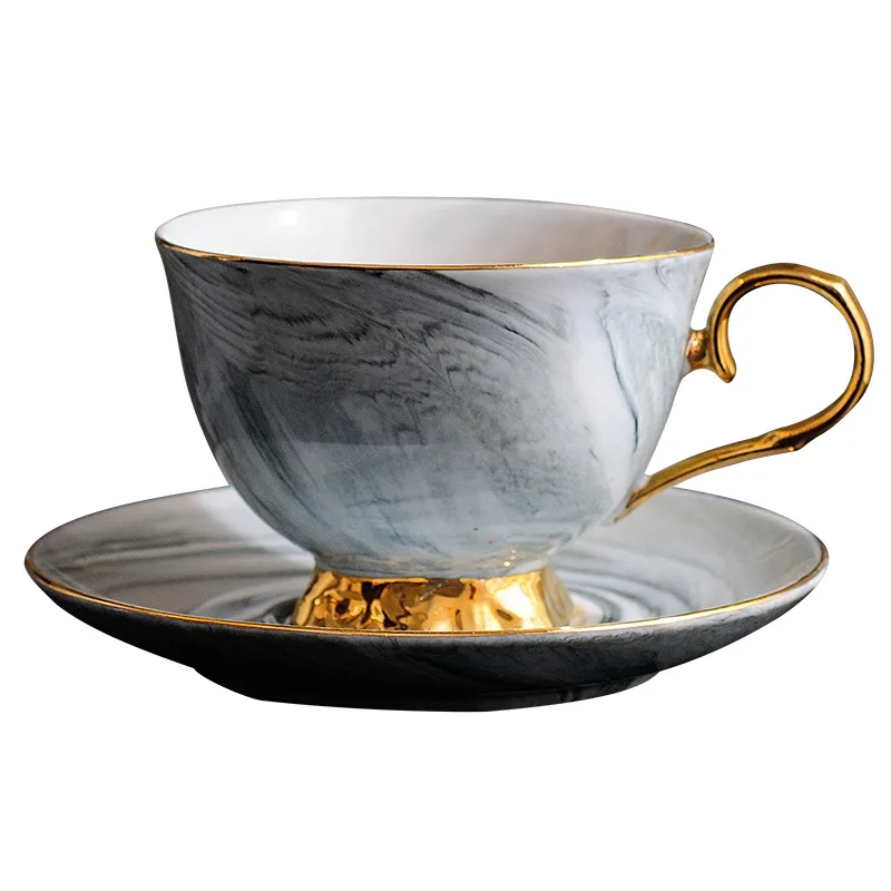 300ml Hand painted High-grade Coffee Cup Saucer Set European-style Marble Phnom Penh Ceramic afternoon tea Cup Free Shipping