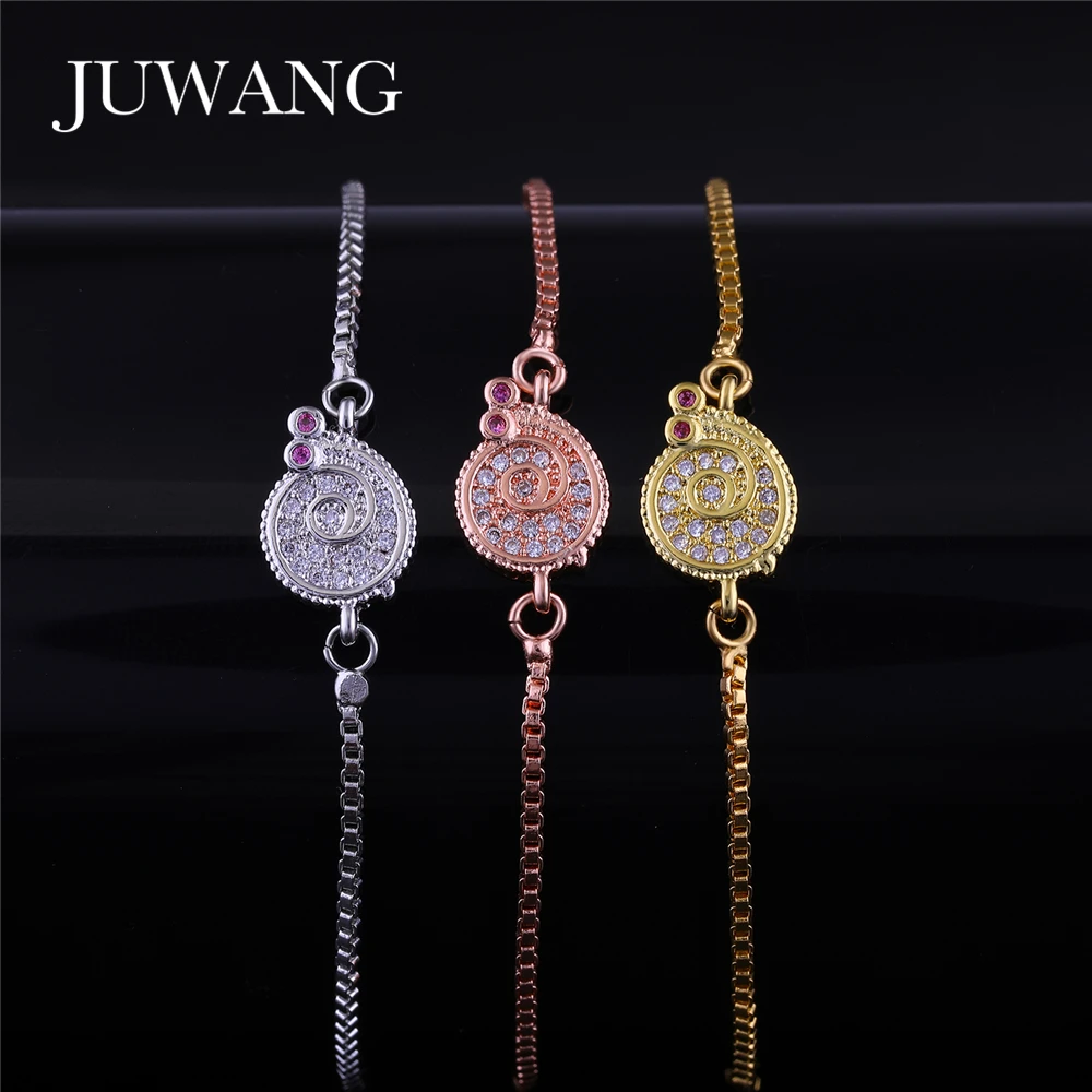 JUWANG Wholesale CZ Cute Animal Snail Bracelet For Women Girl Gold Sliver Color Crystal Adjustable Chain Fashion Jewelry Gift
JUWANG Wholesale CZ Cute Animal Snail Bracelet For Women Girl Gold Sliver Color Crystal Adjustable Chain Fashion Jewelry Gift