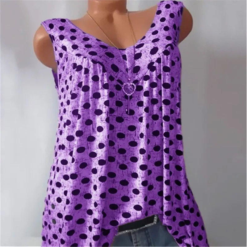 5Xl 2019 летние женские в горошек Танк Повседневный Топ уличная одежда большого