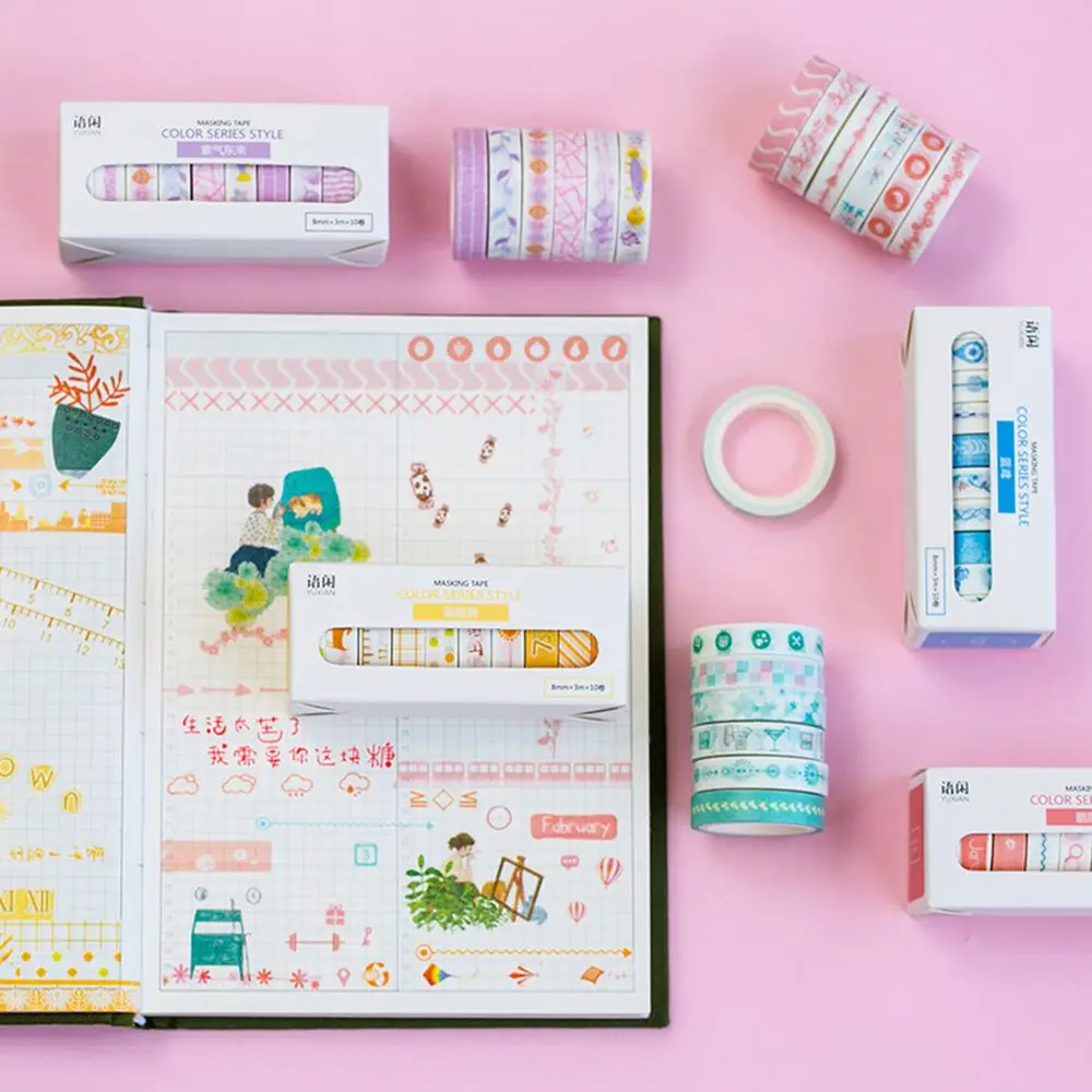 10pcs/lot Leaves Foil Grid Floral Cute Paper Masking Washi Tape Set Japanese Stationery Scrapbooking Supplies
10pcs/lot Leaves Foil Grid Floral Cute Paper Masking Washi Tape Set Japanese Stationery Scrapbooking Supplies