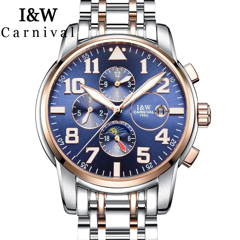 I&W Luminous Automatic Watch Men Clock Carnival Mechanical Watches Business Waterproof Moon Phase Mens Wristwatch montre homme
I&W Luminous Automatic Watch Men Clock Carnival Mechanical Watches Business Waterproof Moon Phase Mens Wristwatch montre homme