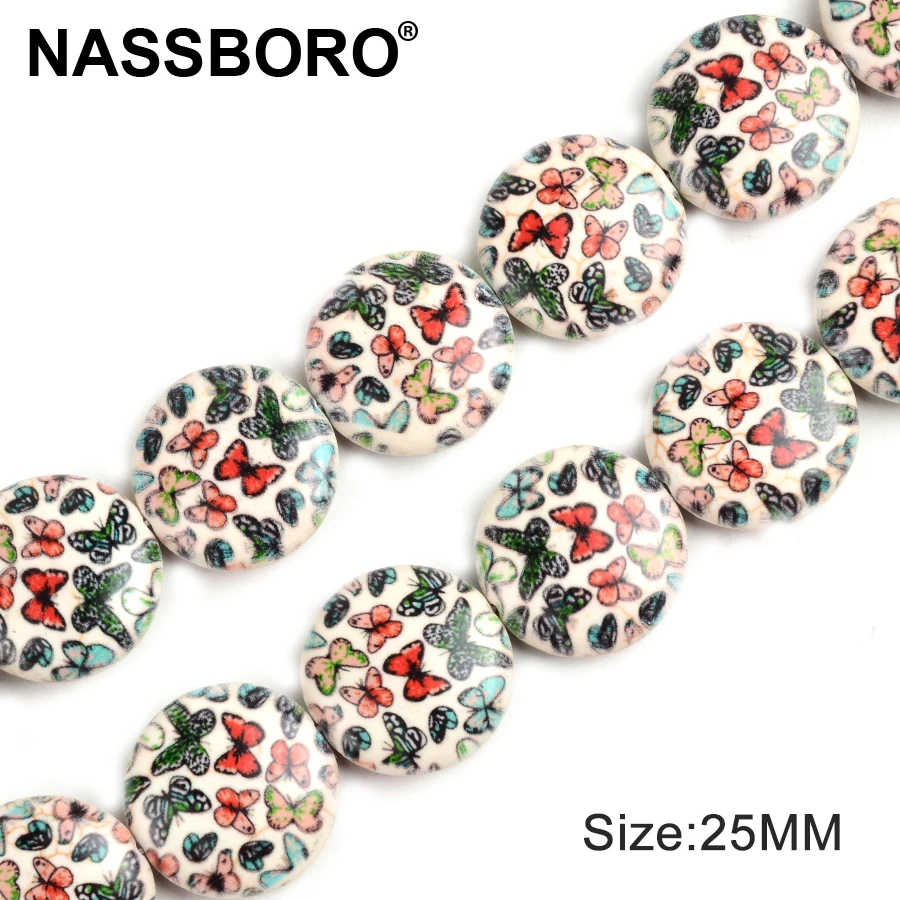 25mm Flat Round Shape Printed Flower Stone Beads for Jewelry Making Two Sides of The Same Pattern DIY Necklace Wholesale Bead
25mm Flat Round Shape Printed Flower Stone Beads for Jewelry Making Two Sides of The Same Pattern DIY Necklace Wholesale Bead