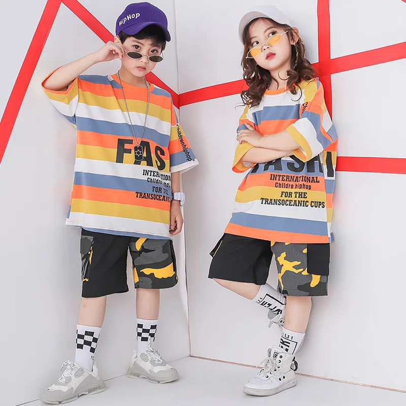 Hiphop Modern Dance Costume Kids Boy Girl Jazz Hip Hop Clothing Stripe T Shirt Camouflage Pants Children's Stage Outfit Clothes
Hiphop Modern Dance Costume Kids Boy Girl Jazz Hip Hop Clothing Stripe T Shirt Camouflage Pants Children's Stage Outfit Clothes