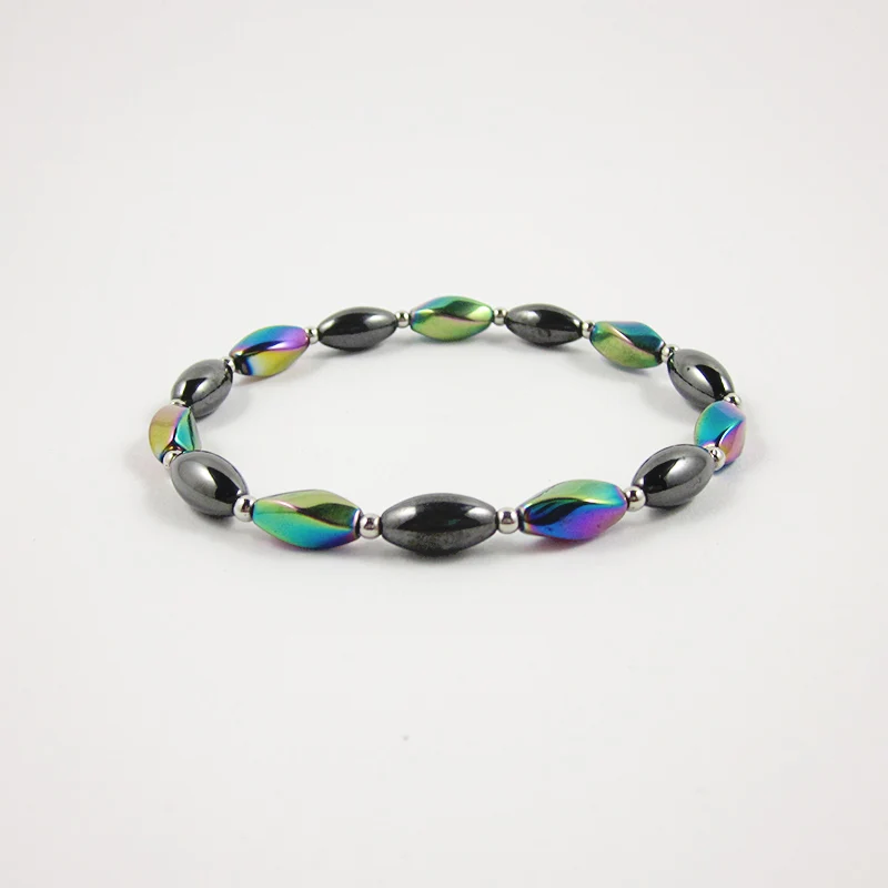 Rainbow Color Hematite Twist Beads and Black Oval Beads Strand Bracelet Beaded Bracelet for Women Gift HB1054-2
Rainbow Color Hematite Twist Beads and Black Oval Beads Strand Bracelet Beaded Bracelet for Women Gift HB1054-2