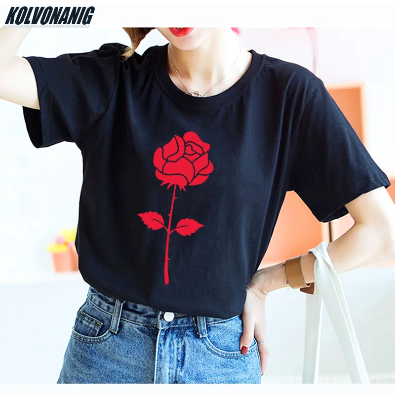 KOLVONANIG Rose Graphic Print T Shirt Summer Fashion Women Clothes Loose Cotton O-neck Short Sleeve Tops Tees Plus Size
KOLVONANIG Rose Graphic Print T Shirt Summer Fashion Women Clothes Loose Cotton O-neck Short Sleeve Tops Tees Plus Size