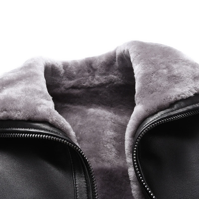 New Genuine Sheepskin Leather Jacket Natural Lamb Fur Liner Parka Coat Men Thick Warm Real Leather Shearling Fur Jacket A098
New Genuine Sheepskin Leather Jacket Natural Lamb Fur Liner Parka Coat Men Thick Warm Real Leather Shearling Fur Jacket A098