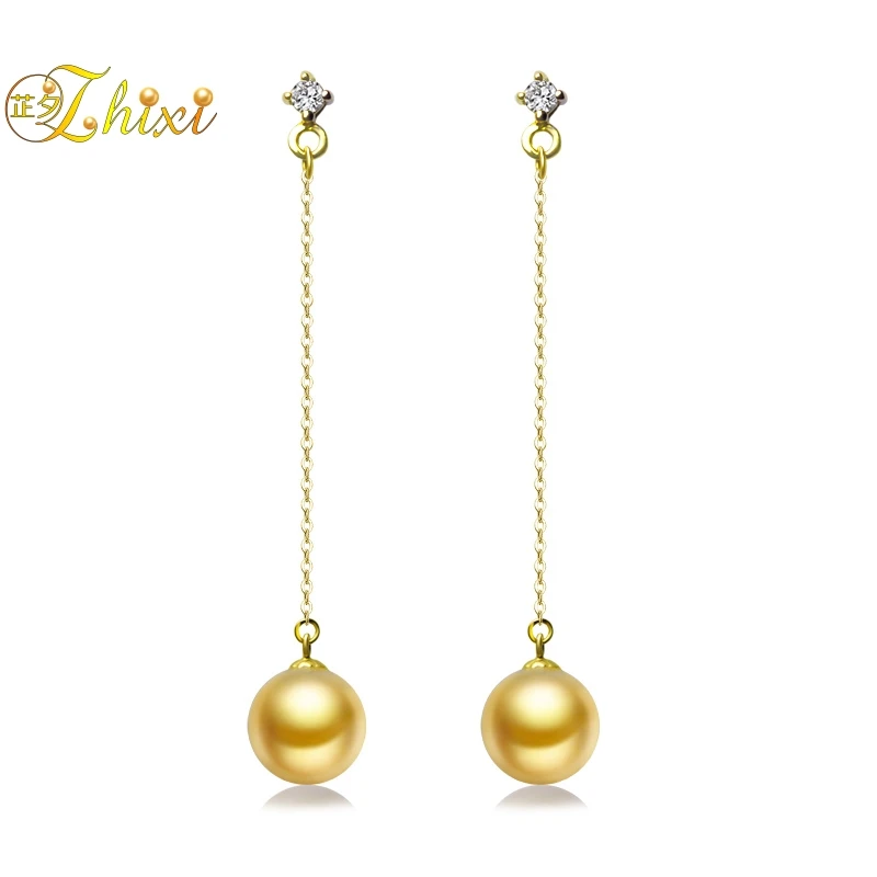 ZHIXI 18K Gold Earrings Fine Pearl Jewelry Round Natural South Sea Pearl Earrings For Women 9-10mm Classic Wedding Gift E301
ZHIXI 18K Gold Earrings Fine Pearl Jewelry Round Natural South Sea Pearl Earrings For Women 9-10mm Classic Wedding Gift E301