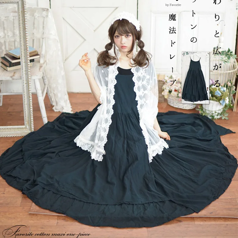 Mori Girl Women Long Dress Spaghetti Strap Sundress Sleeveless Black White Cotton Vintage Maxi Dresses Female Vestidos A220
Mori Girl Women Long Dress Spaghetti Strap Sundress Sleeveless Black White Cotton Vintage Maxi Dresses Female Vestidos A220